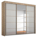 SCHWEBETÜRENSCHRANK  in Grau, Eichefarben  - Eichefarben/Grau, Basics, Glas/Holzwerkstoff (225/223/65cm) - Cantus