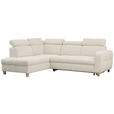 ECKSOFA inkl. Funktionen Weiß Samt  - Weiß, Natur, Holz/Textil (206/261cm) - Venda