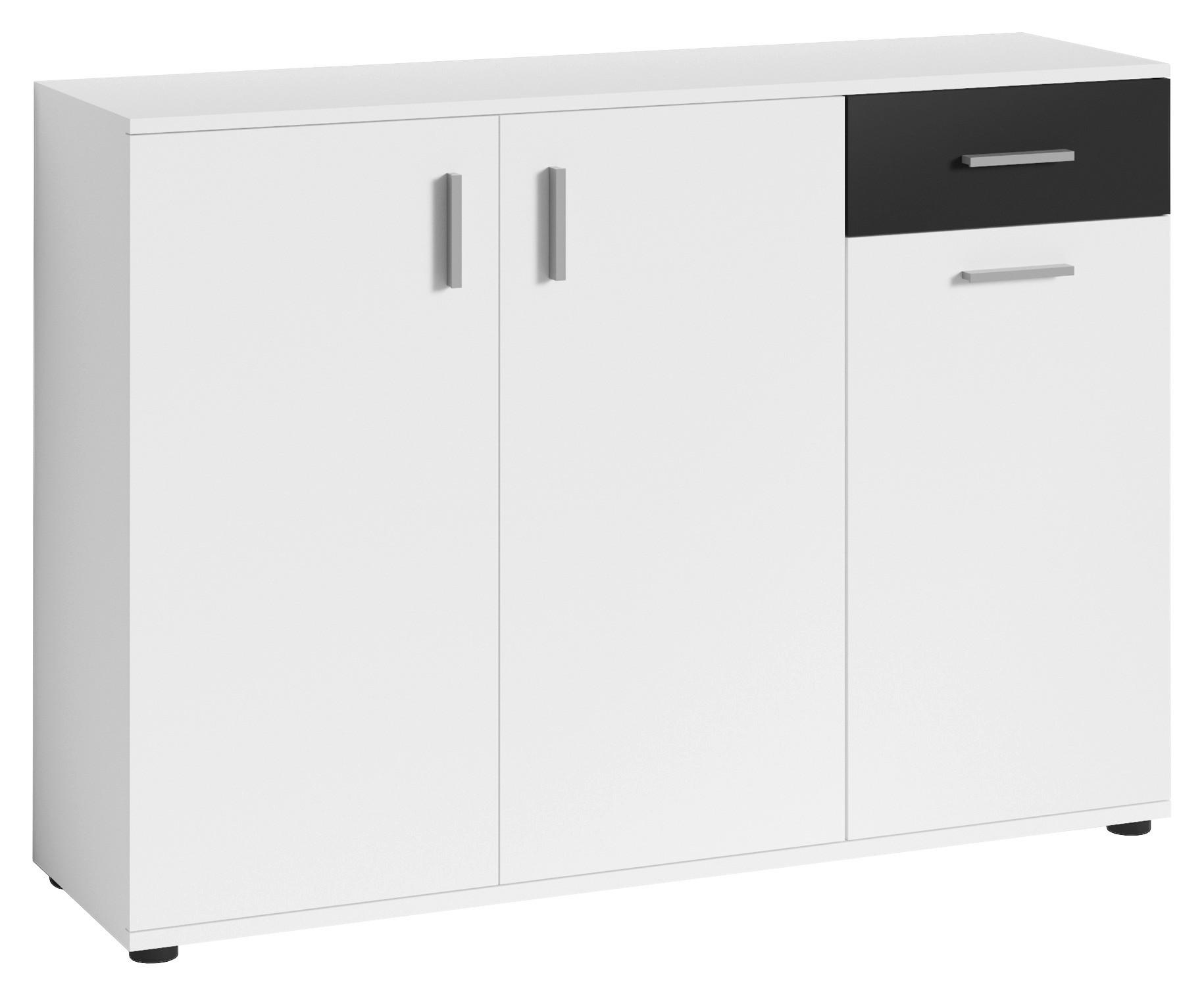 KOMMODE Jakob in 110/83,5/35,5 cm - Silberfarben/Schwarz, MODERN, Holzwerkstoff/Kunststoff (110/83,5/35,5cm) - MID.YOU