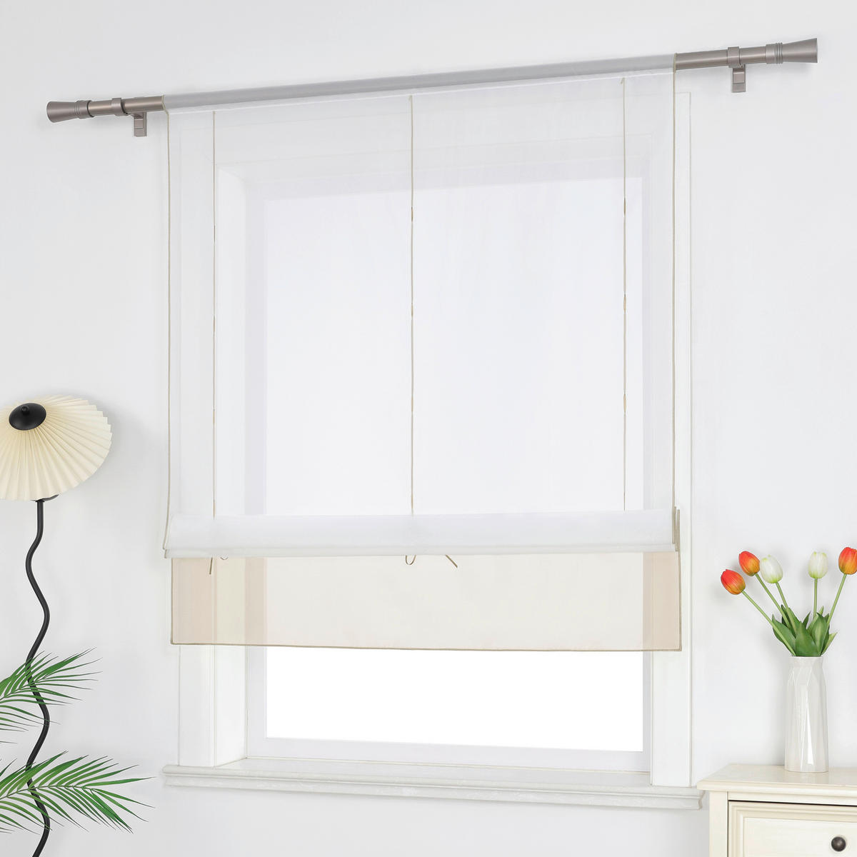 FALTROLLO  transparent  100/155 cm    - Sandfarben/Weiß, Basics, Textil (100/155cm)