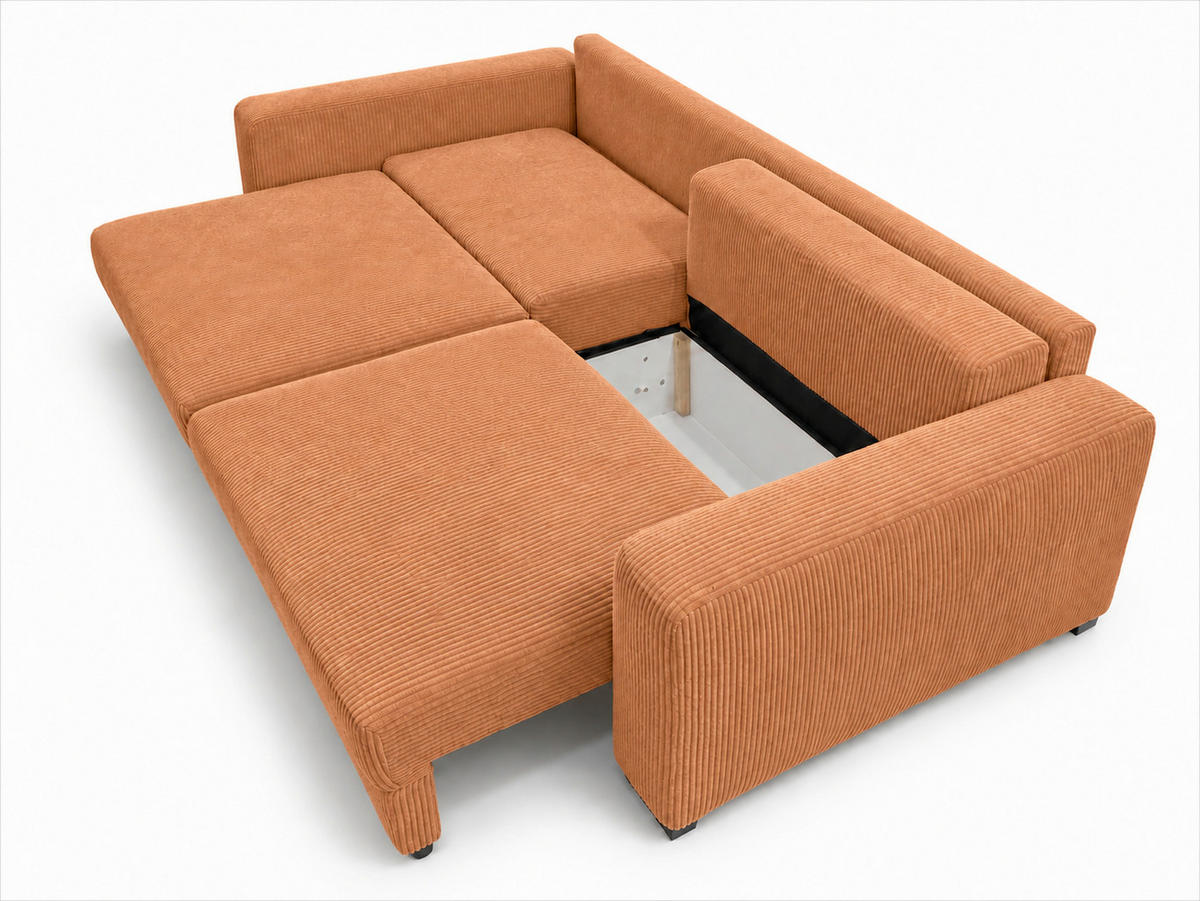 3-SITZER-SOFA  in Cord Terracotta  - Terracotta/Schwarz, Basics, Holz/Holzwerkstoff (250/90/110cm) - MID.YOU