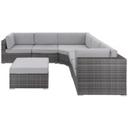 LOUNGEGARNITUR 21-teilig - Hellgrau/Grau, Design, Kunststoff/Textil (260/260cm) - Ambia Garden