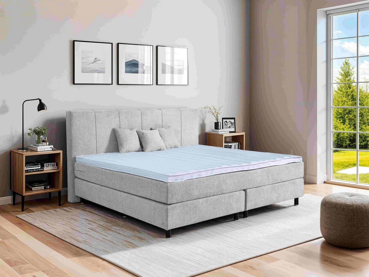 BOXSPRINGBETT 220/200 cm  in Greige  - Greige/Schwarz, Lifestyle, Holz/Textil (220/200cm) - home24