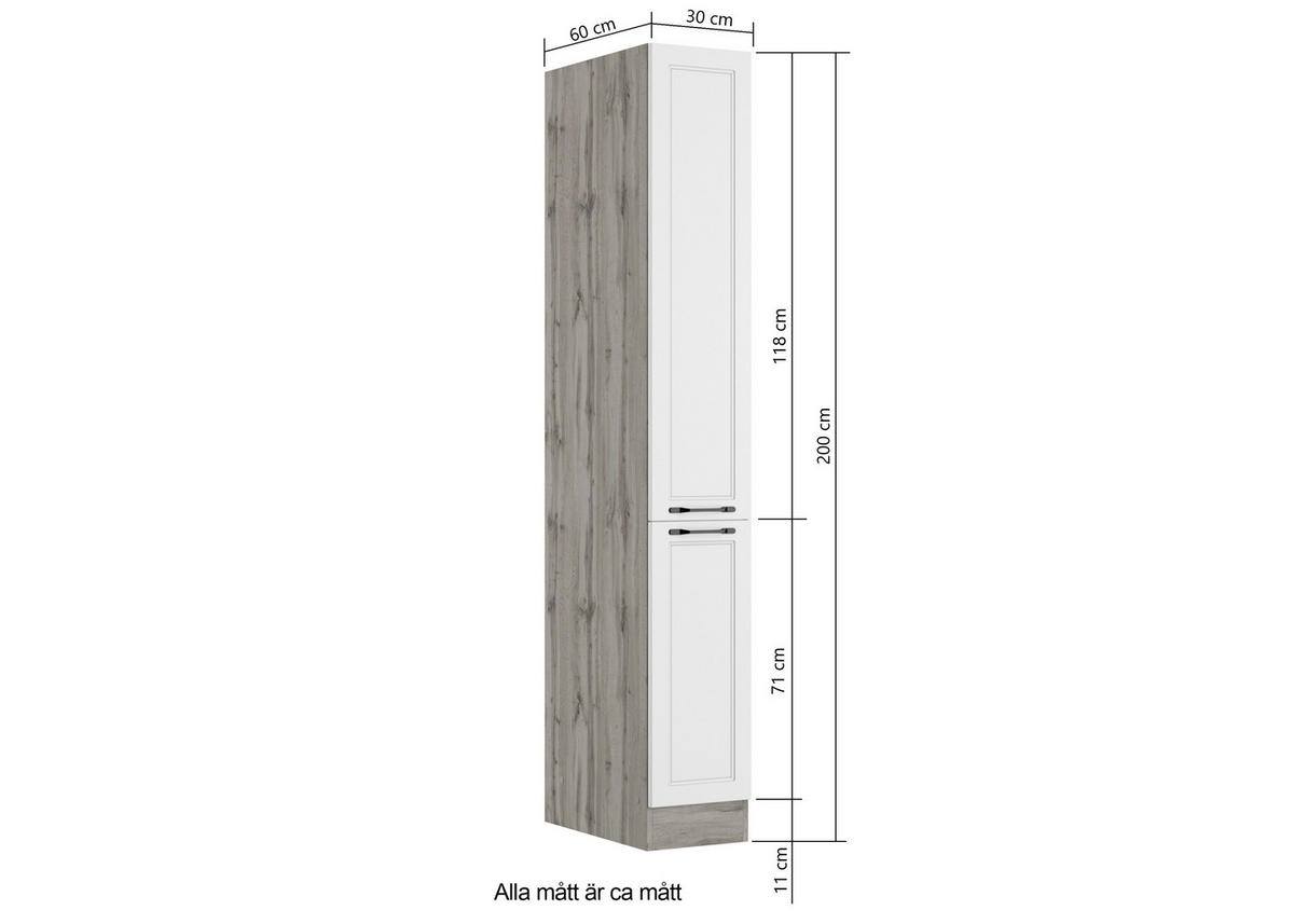 SKÅP MED UTDRAGSFUNKTION 30/200/60 cm  i grå  - svart/grå, Lifestyle, metall/trämaterial (30/200/60cm) - Held
