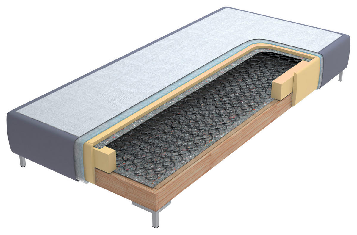 BOXSPRINGBETT 180/200 cm  in Petrol  - Petrol/Schwarz, Design, Textil/Metall (180/200cm) - Beldomo - Sleep