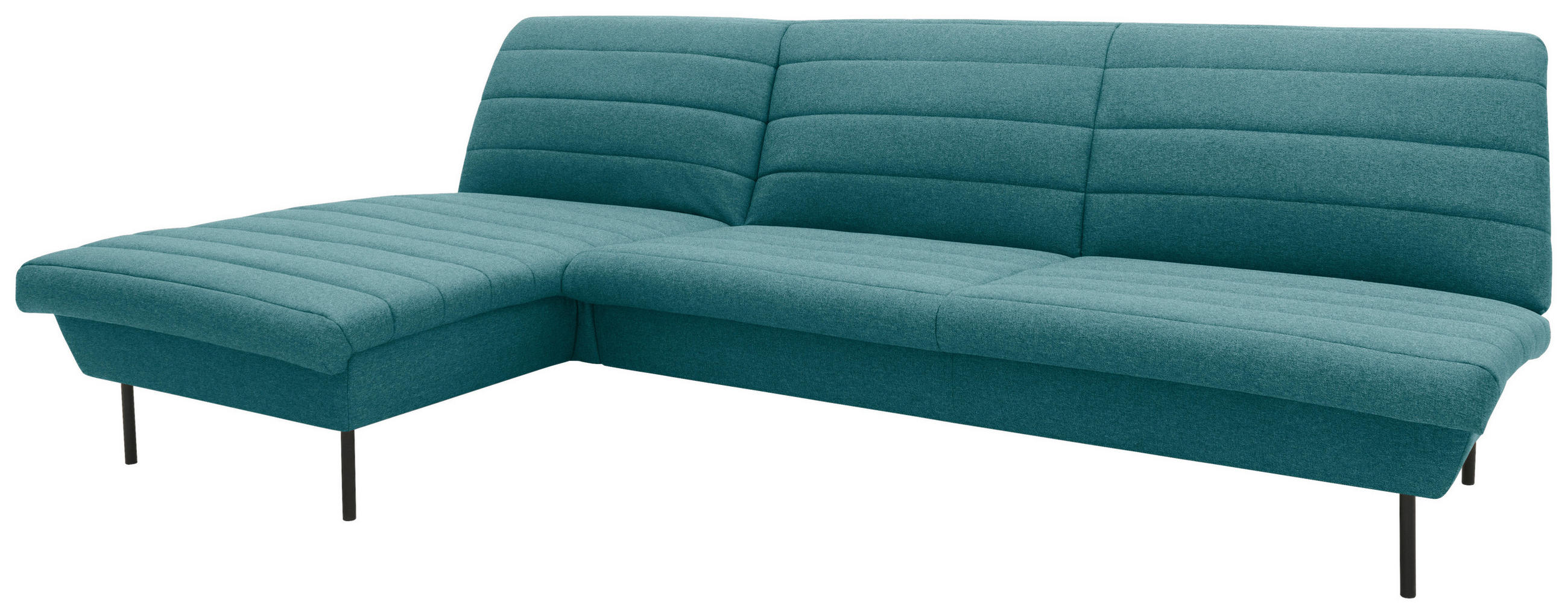 ECKSOFA Looks IX Petrol Webstoff  - Petrol/Schwarz, Design, Textil/Metall (168/274cm) - LOOKS by W.Joop