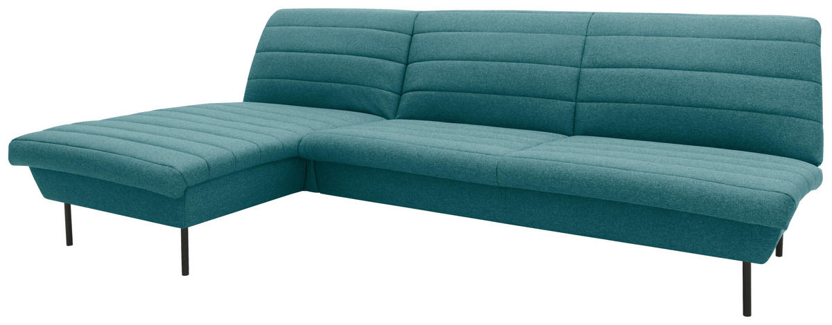 ECKSOFA Looks IX Petrol Webstoff  - Petrol/Schwarz, Design, Textil/Metall (168/274cm) - LOOKS by W.Joop