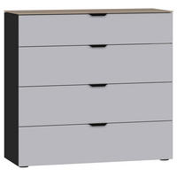 KOMMODE 90/87/43 cm Hellgrau, Schwarz, Hellbraun  - Hellbraun/Hellgrau, Design, Glas/Holzwerkstoff (90/87/43cm) - Jutzler