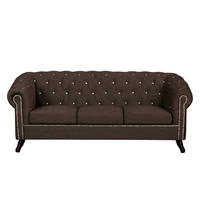 3-SITZER-SOFA GLASGOW Velours Braun  - Braun, Design, Holz/Textil (197/82/90cm) - P & B