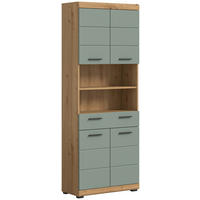 HOCHSCHRANK 74/191/31 cm  - Salbeigrün/Schwarz, MODERN, Holzwerkstoff/Kunststoff (74/191/31cm) - MID.YOU