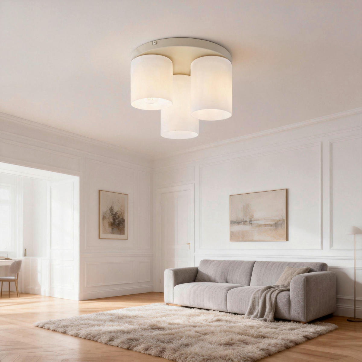 DECKENLEUCHTE  32/23 cm    - Sandfarben, Trend, Glas/Metall (32/23cm) - Novel