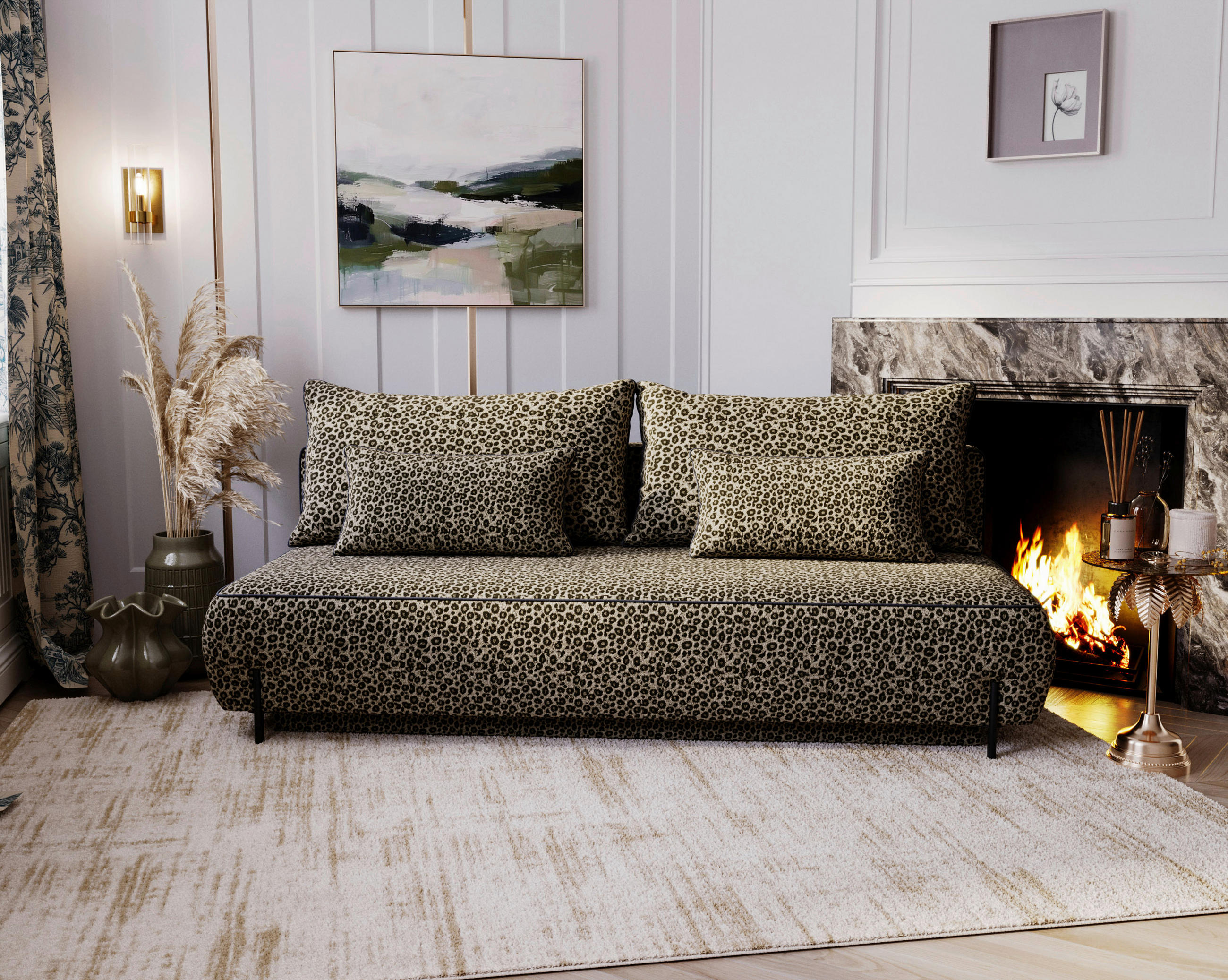 SCHLAFSOFA Jacquard Braun Stoffauswahl, Rücken echt  - Schwarz/Braun, Design, Textil/Metall (212/90/95cm) - Livetastic
