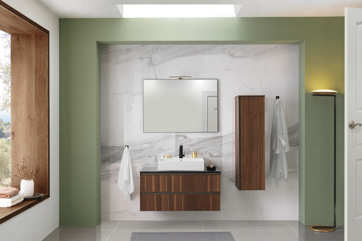 MIDISCHRANK 35/125/37 cm  - Nussbaumfarben/Bronzefarben, Design, Glas/Holz (35/125/37cm) - Dieter Knoll