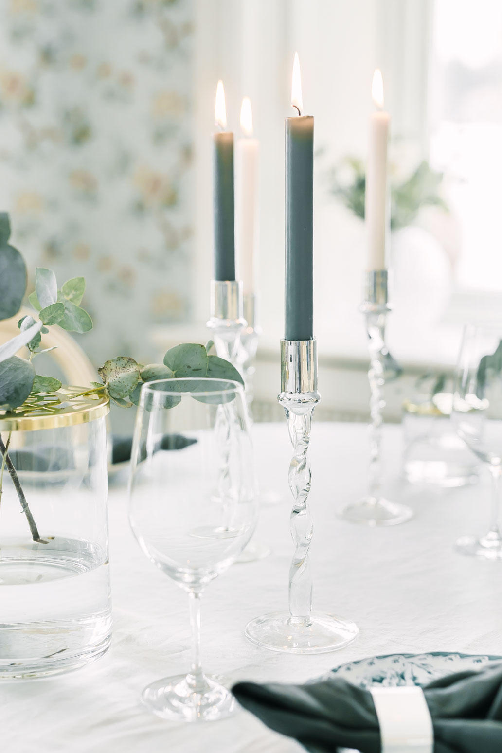 LJUSSTAKE SET  - kromfärg/transparent, Design, metall/glas (27cm) - Dorre