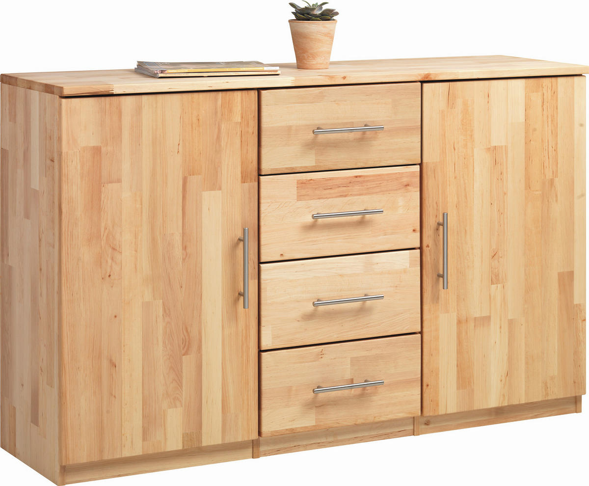 KOMMODE 142/90/41 cm  in Erlefarben  - Chromfarben/Erlefarben, Natur, Holz/Metall (142/90/41cm) - Linea Natura