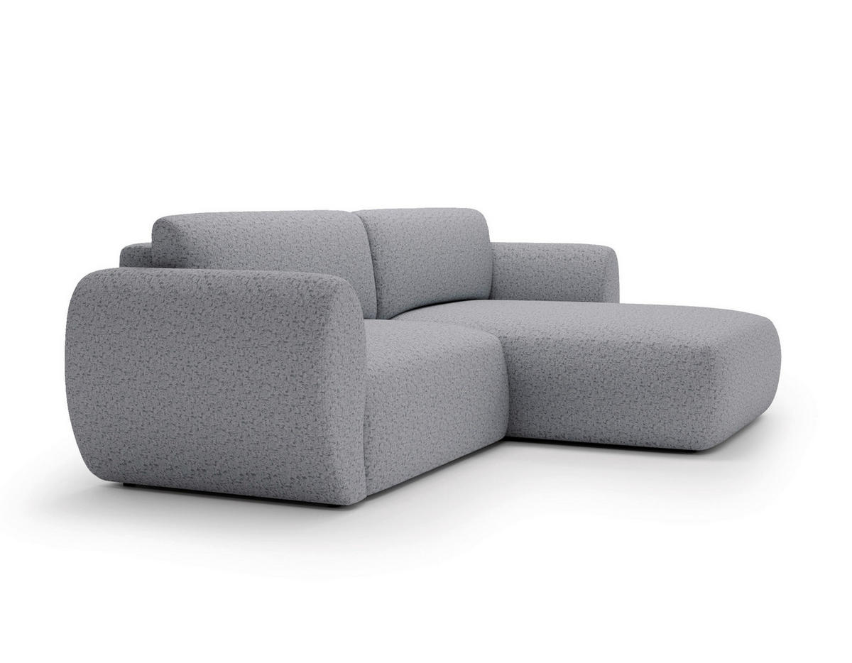 ECKSOFA Chenille Hellgrau  - Hellgrau/Schwarz, Design, Kunststoff/Textil (288/170cm) - Livetastic