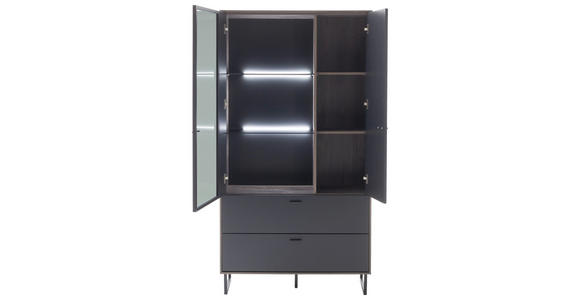 VITRINE in furniert Eiche Schwarz, Eichefarben - Eichefarben/Anthrazit, Design, Glas/Holz (98/185/37cm) - Novel