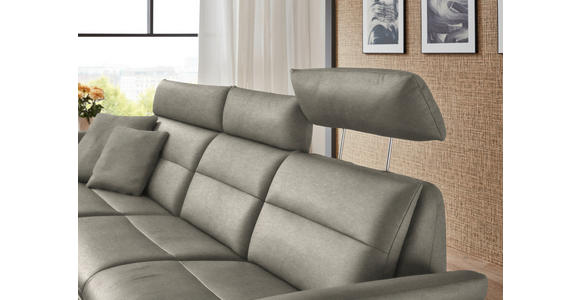 ECKSOFA in Echtleder Hellgrau  169/298 cm  - Hellgrau/Schwarz, Design, Leder/Metall (169/298cm) - Dieter Knoll