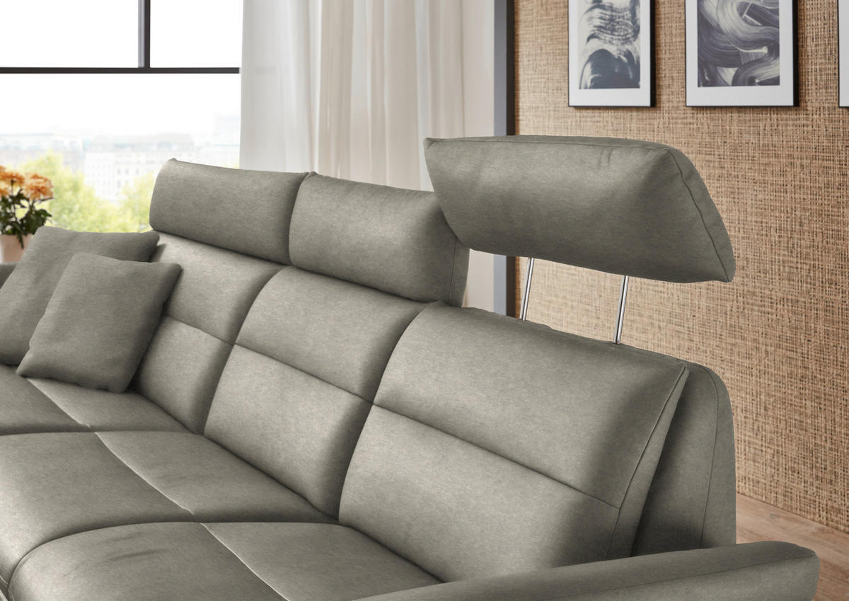 ECKSOFA in Echtleder Hellgrau  - Hellgrau/Schwarz, Design, Leder/Metall (169/298cm) - Dieter Knoll