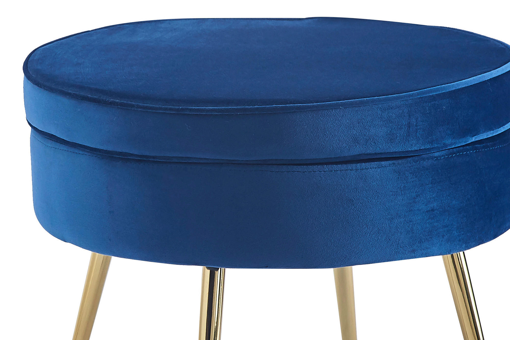 HOCKER in Textil Dunkelblau - Goldfarben/Dunkelblau, MODERN, Textil/Metall (52/41/52cm) - Livetastic