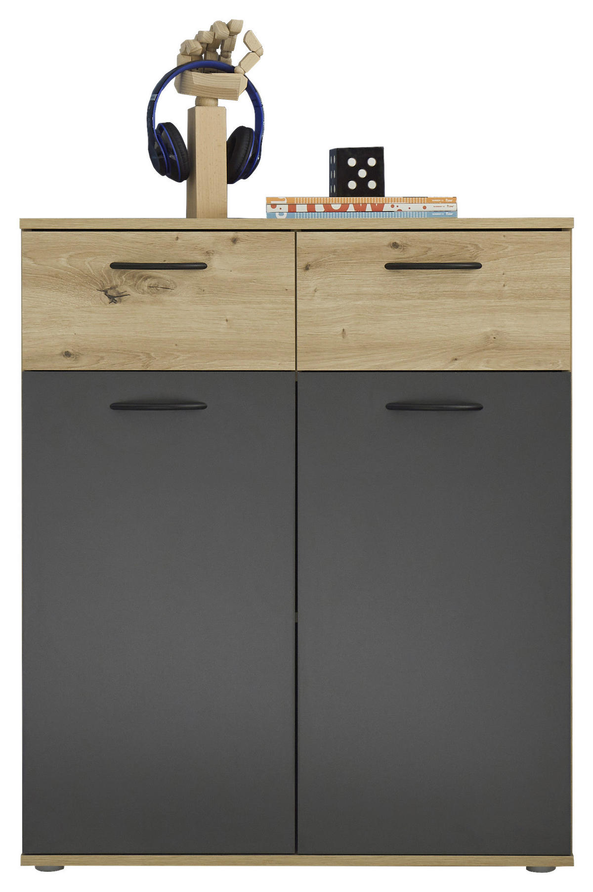 KOMMODE  in 80/95/38 cm  - Schwarz/Graphitfarben, KONVENTIONELL, Holzwerkstoff/Kunststoff (80/95/38cm) - Boxxx