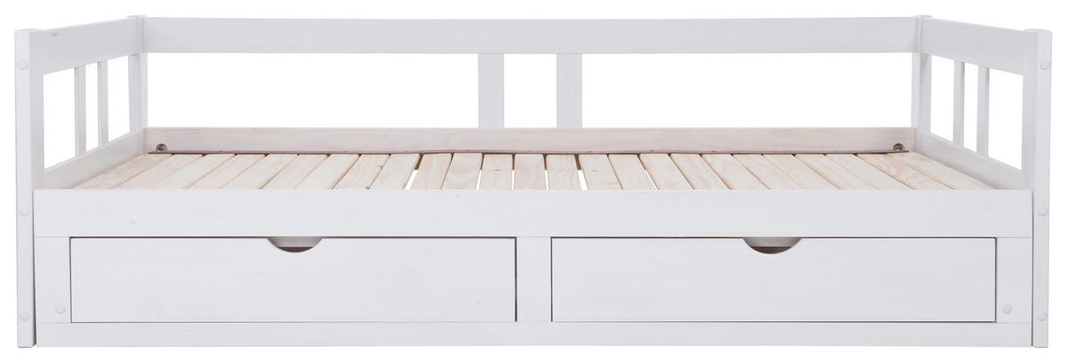 AUSZIEHBETT 90/200 cm Weiss  - Weiss/Naturfarben, Romantik / Landhaus, Holz/Holzwerkstoff (90/200cm) - MID.YOU
