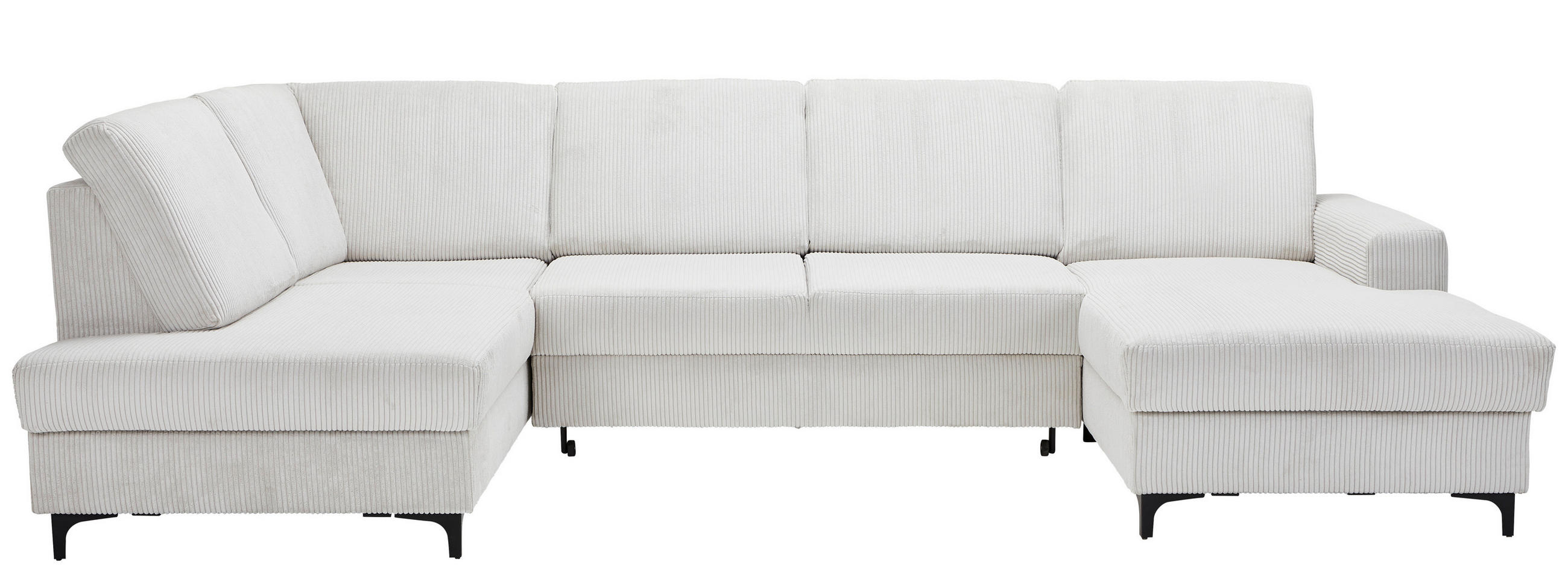 WOHNLANDSCHAFT Creme Cord  - Creme/Schwarz, KONVENTIONELL, Textil/Metall (185/317/167cm) - Stylife