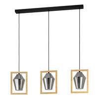 HÄNGELEUCHTE 106/16,5/110 cm    - Schwarz/Braun, Design, Glas/Holz (106/16,5/110cm) - Eglo