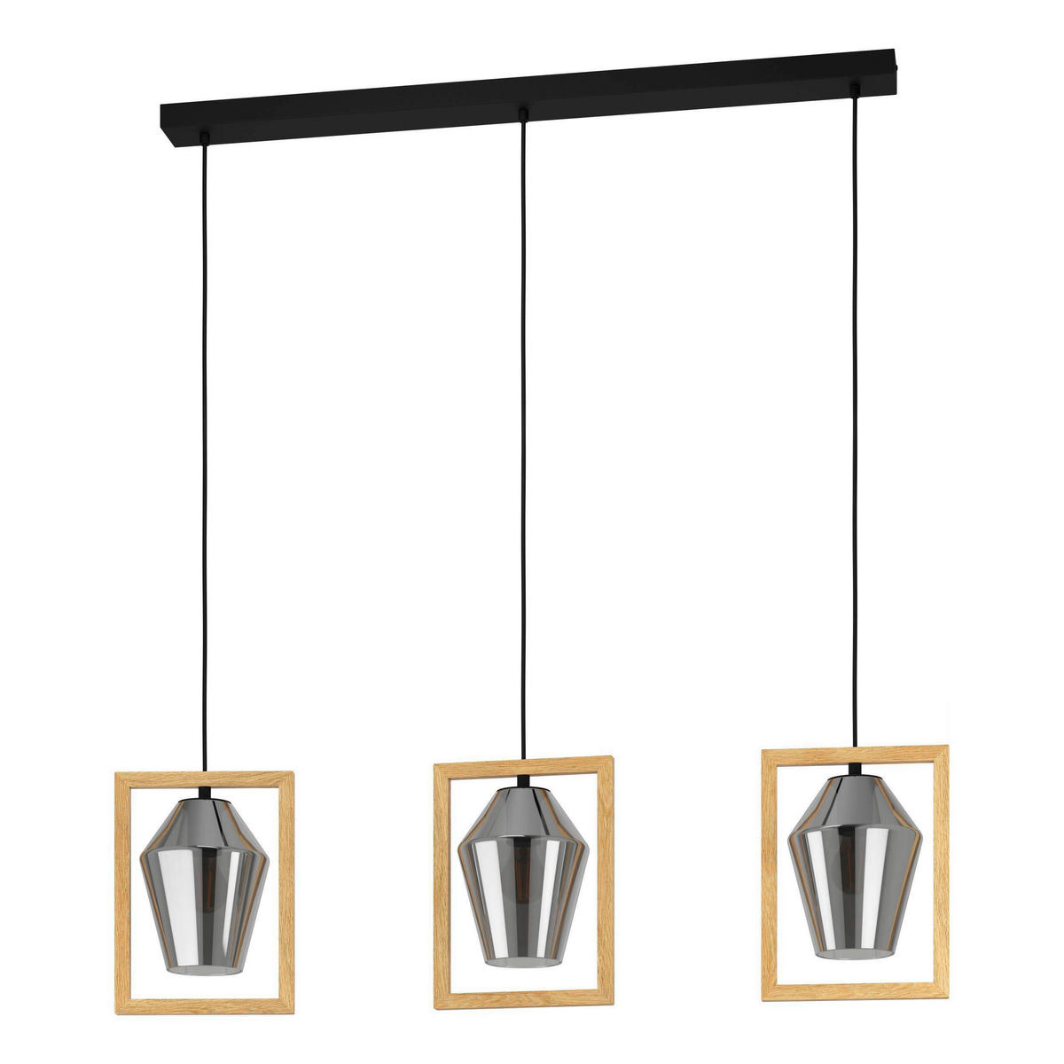 HÄNGELEUCHTE 106/16,5/110 cm    - Schwarz/Braun, Design, Glas/Holz (106/16,5/110cm) - Eglo