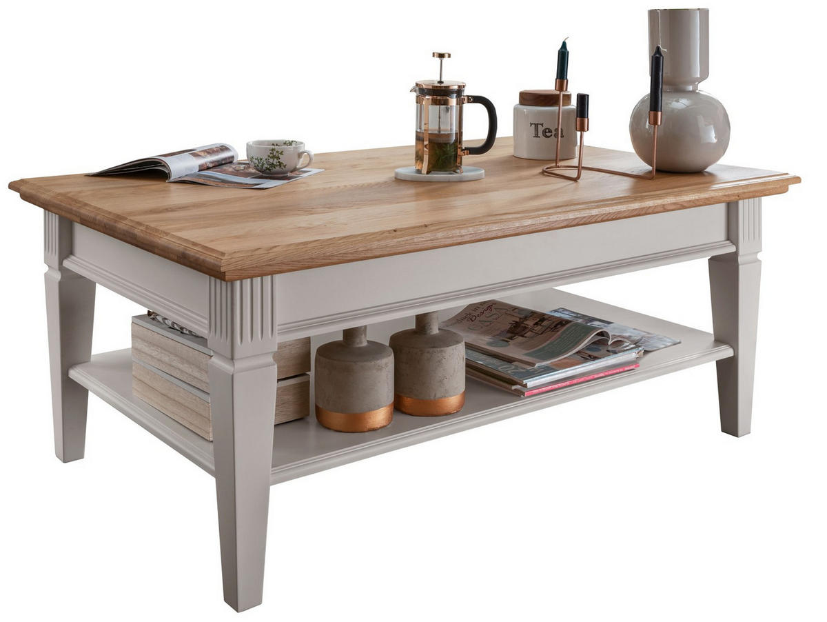 COUCHTISCH Kiefer massiv Weiß  - Weiß, Design, Holz (120/48/75cm) - Livetastic