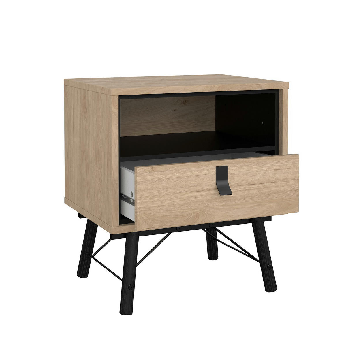 NATTDUKSBORD i ekfärgad  - svart/ekfärgad, Design, metall/trämaterial (53,3/59,6/40,1cm) - Best Price