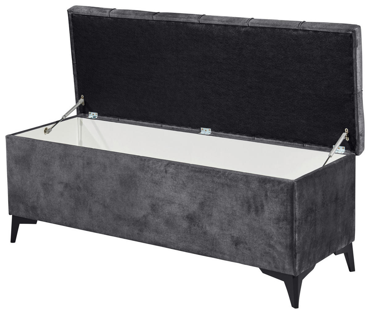 BETTBANK Mikrovelours Anthrazit  - Anthrazit/Schwarz, KONVENTIONELL, Kunststoff/Textil (139/58/50cm) - Modante