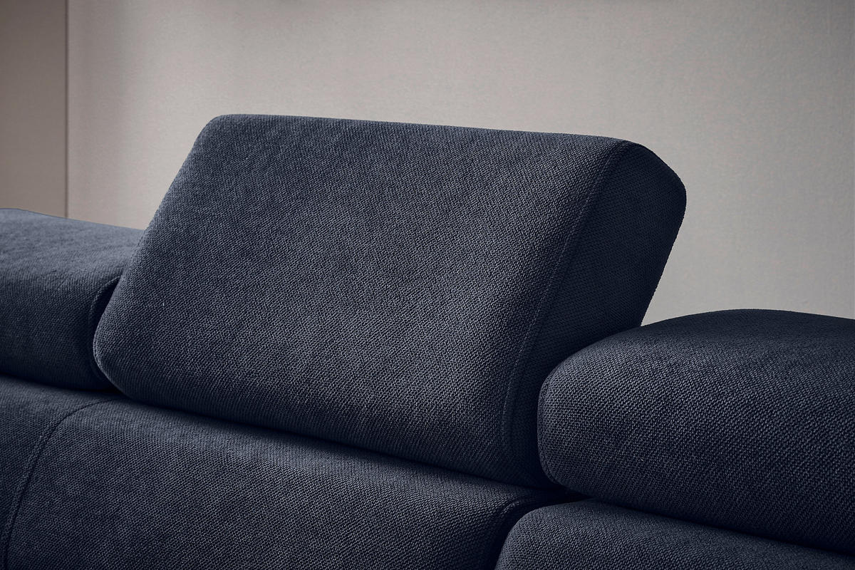 WOHNLANDSCHAFT in Flachgewebe Dunkelblau  - Schwarz/Dunkelblau, MODERN, Textil/Metall (206/333/180cm) - Stylife