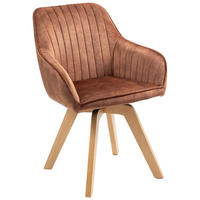 Armlehnstuhl Hanna drehbar  in Samt  - Buchefarben/Braun, KONVENTIONELL, Holz/Textil (63/83/63cm) - MID.YOU