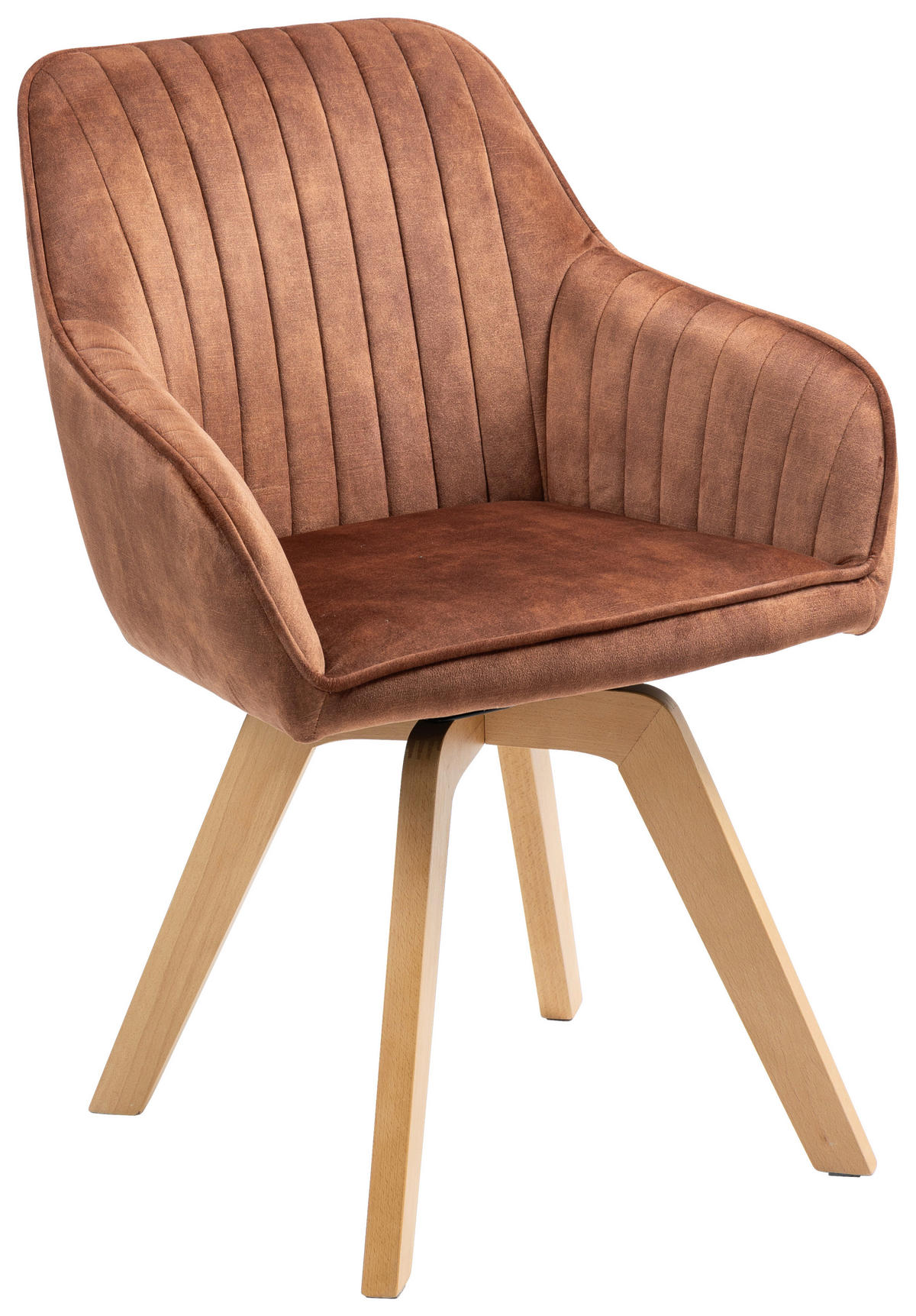 Armlehnstuhl Hanna drehbar  in Samt  - Buchefarben/Braun, KONVENTIONELL, Holz/Textil (63/83/63cm) - MID.YOU