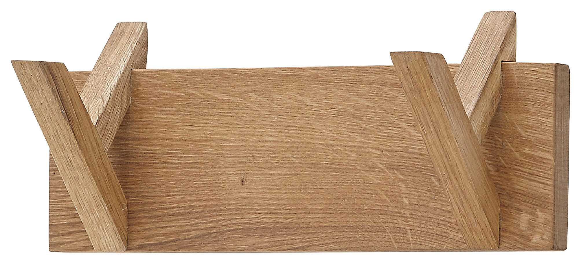 CUIER DE PERETE CU CÂRLIGE - culoare lemn stejar, Basics, lemn (30/13/12cm)