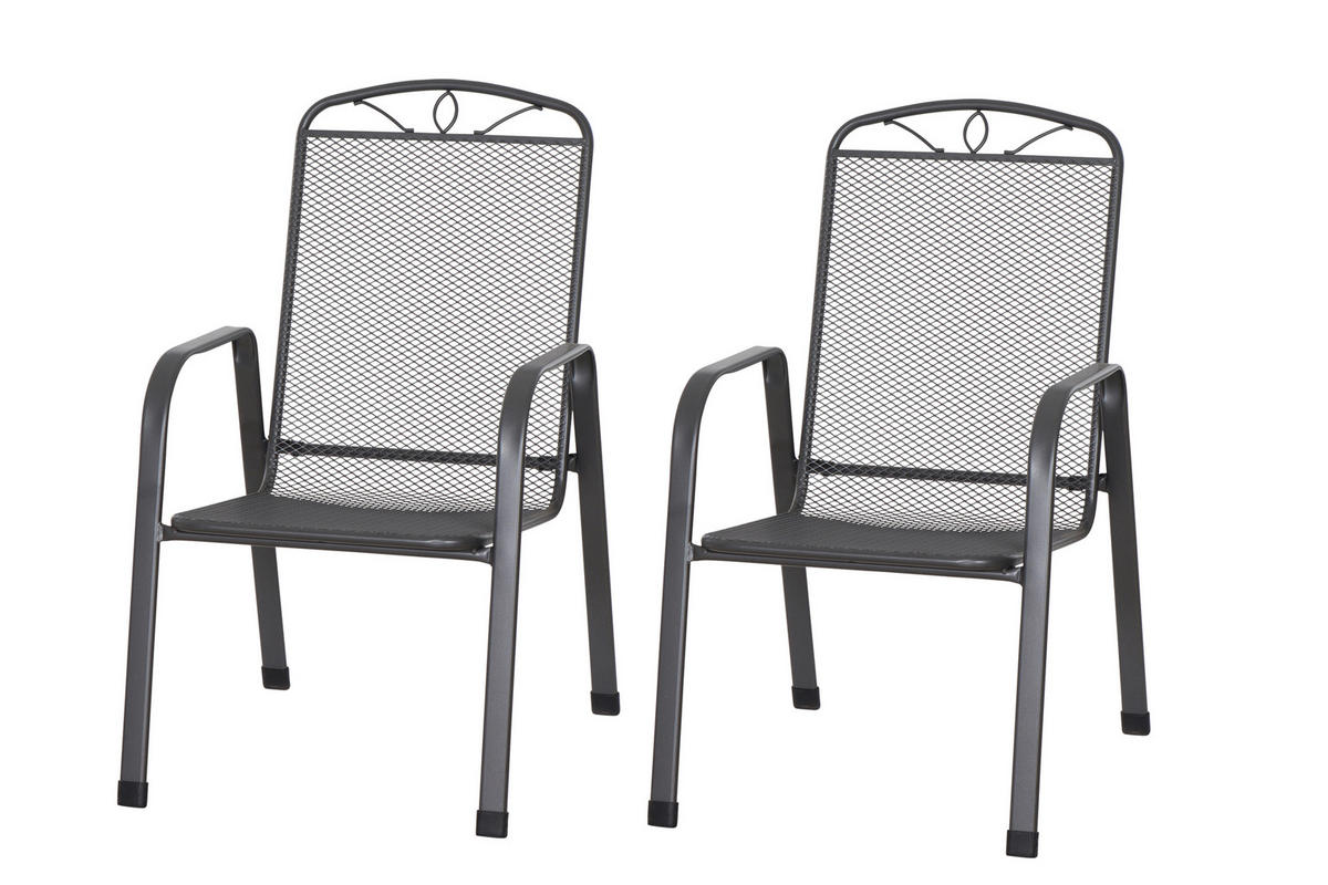 GARTENSESSEL-SET Metall Anthrazit  - Anthrazit, Basics, Metall (57/94/75cm) - Siena Garden