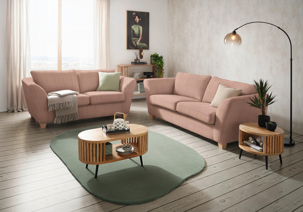 2-SITZER-SOFA in Cord Altrosa  - Altrosa/Naturfarben, Holz/Textil (190/70-85/95cm) - MID.YOU