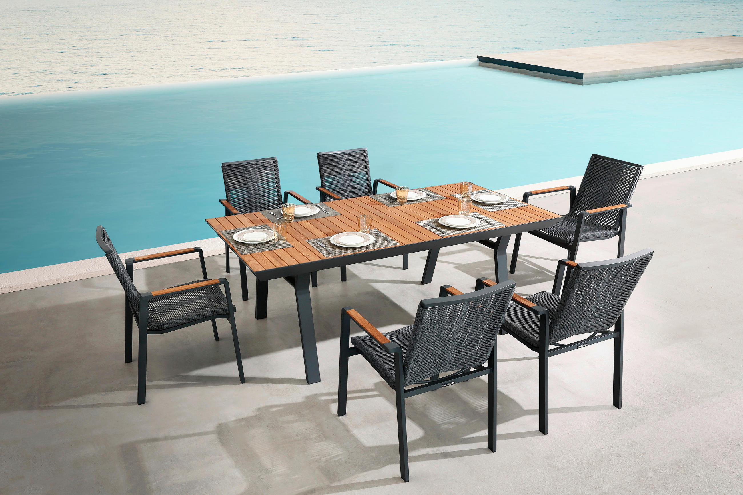 STOL VRTNI antracit, boje tikovine drvo, metal - boje tikovine/antracit, Design, drvo/metal (200/100/75cm) - Amatio