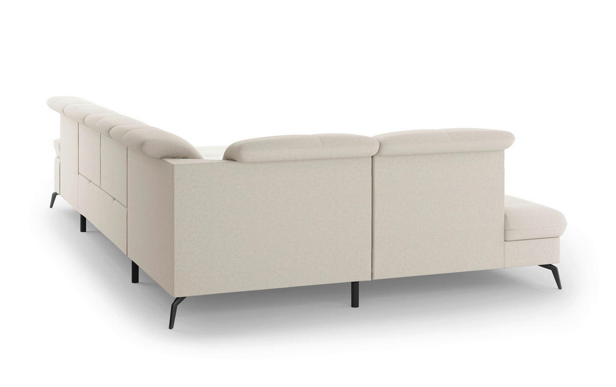 WOHNLANDSCHAFT in Flachgewebe Creme  - Creme/Schwarz, KONVENTIONELL, Textil/Metall (231/357/185cm) - Sit & More