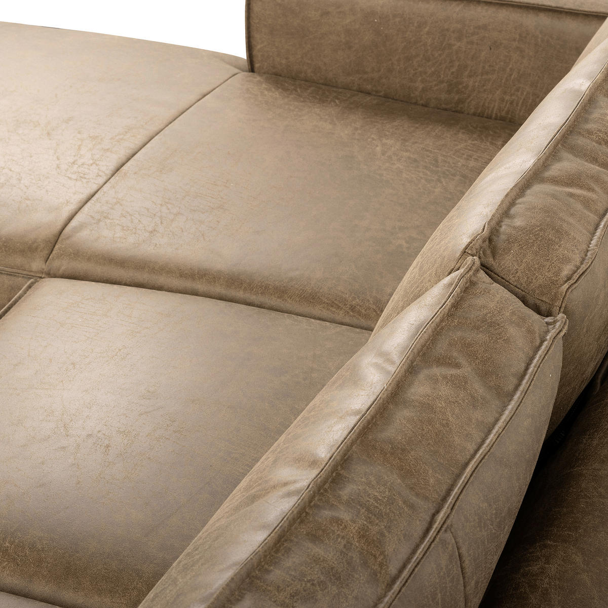ECKSOFA Graubraun Echtleder Lederlook Rücken echt  - Graubraun, Design, Leder/Textil (166/238cm) - Livetastic