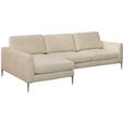 ECKSOFA Beige Chenille  - Beige/Silberfarben, KONVENTIONELL, Textil/Metall (143/284cm) - Carryhome