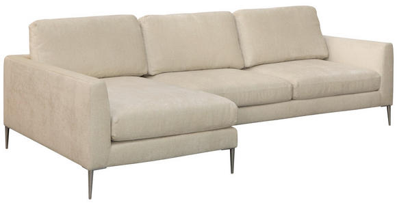 ECKSOFA Beige Chenille  - Beige/Silberfarben, KONVENTIONELL, Textil/Metall (143/284cm) - Carryhome