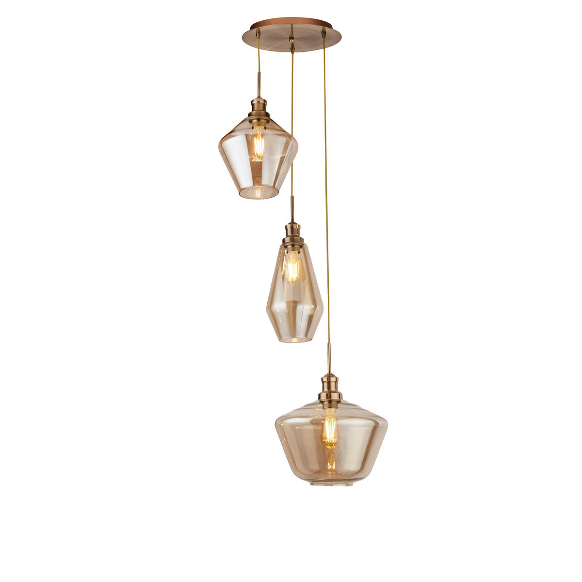 HÄNGLAMPA Mia 51/150 cm  - champagne/mässingsfärgad, Design, metall/glas (51/150cm)