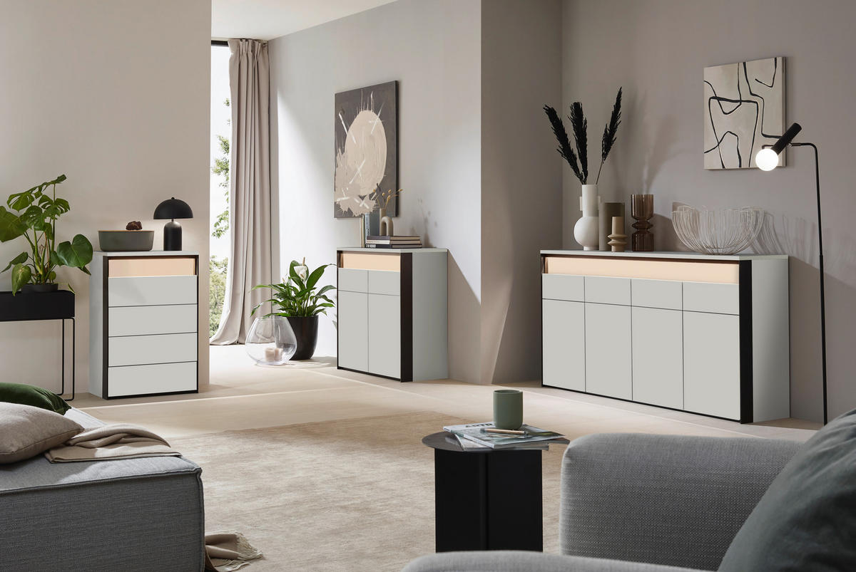 SIDEBOARD 130/88/38 cm Schwarz, Beige  - Beige/Schwarz, Konventionell, Holzwerkstoff (130/88/38cm) - Voleo