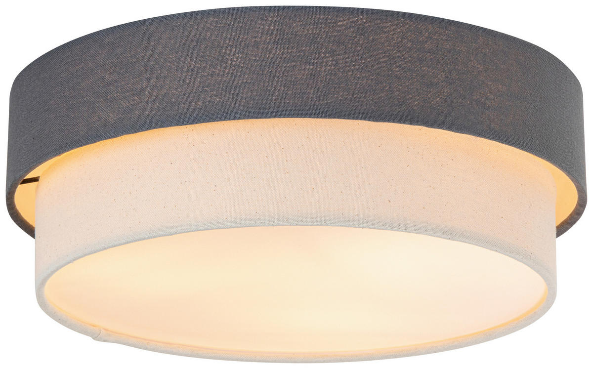 DECKENLEUCHTE 37/13 cm   - Anthrazit/Naturfarben, Design, Kunststoff/Textil (37/13cm) - Novel
