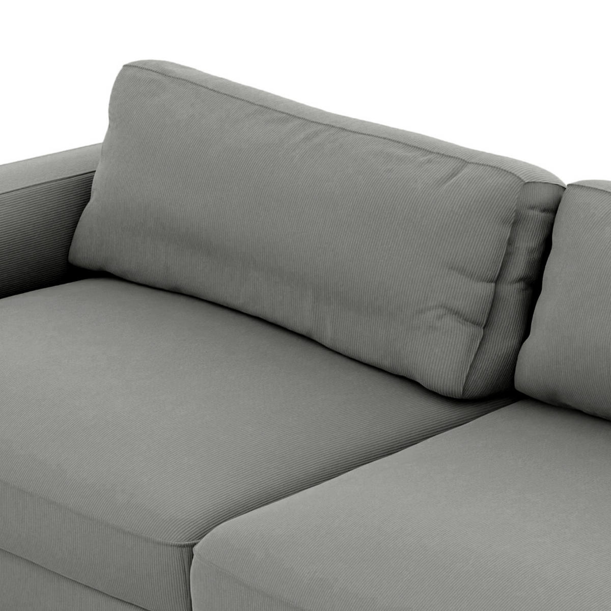 BIGSOFA in Cord Dunkelgrau  - Dunkelgrau/Schwarz, MODERN, Kunststoff/Textil (264/84/125cm) - Trendmanufaktur