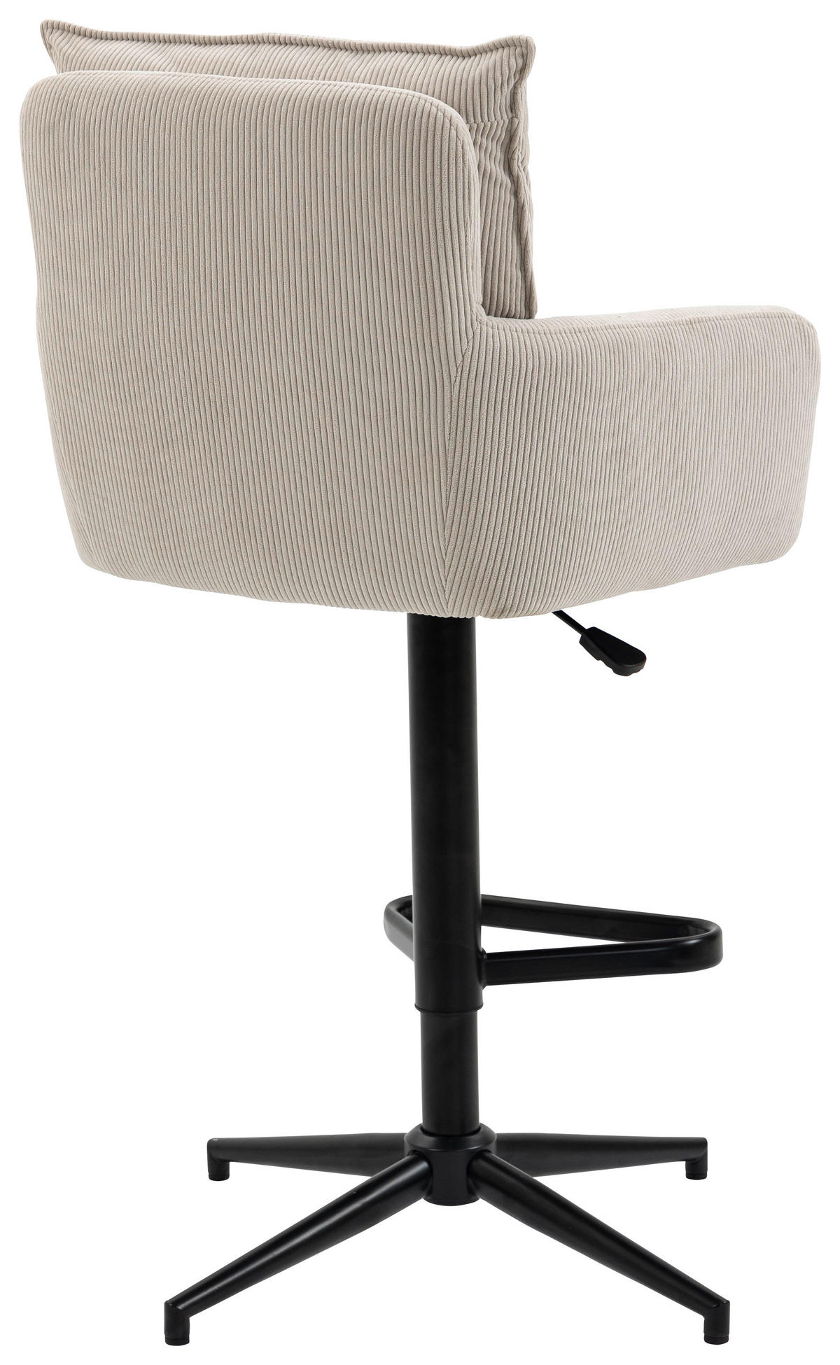 BARHOCKER Cord Beige Eisen Stoffauswahl, Sitzfläche 360° drehbar, inklusive Armlehnen  - Beige/Schwarz, Design, Textil/Metall (54/98-120/58cm) - Novel