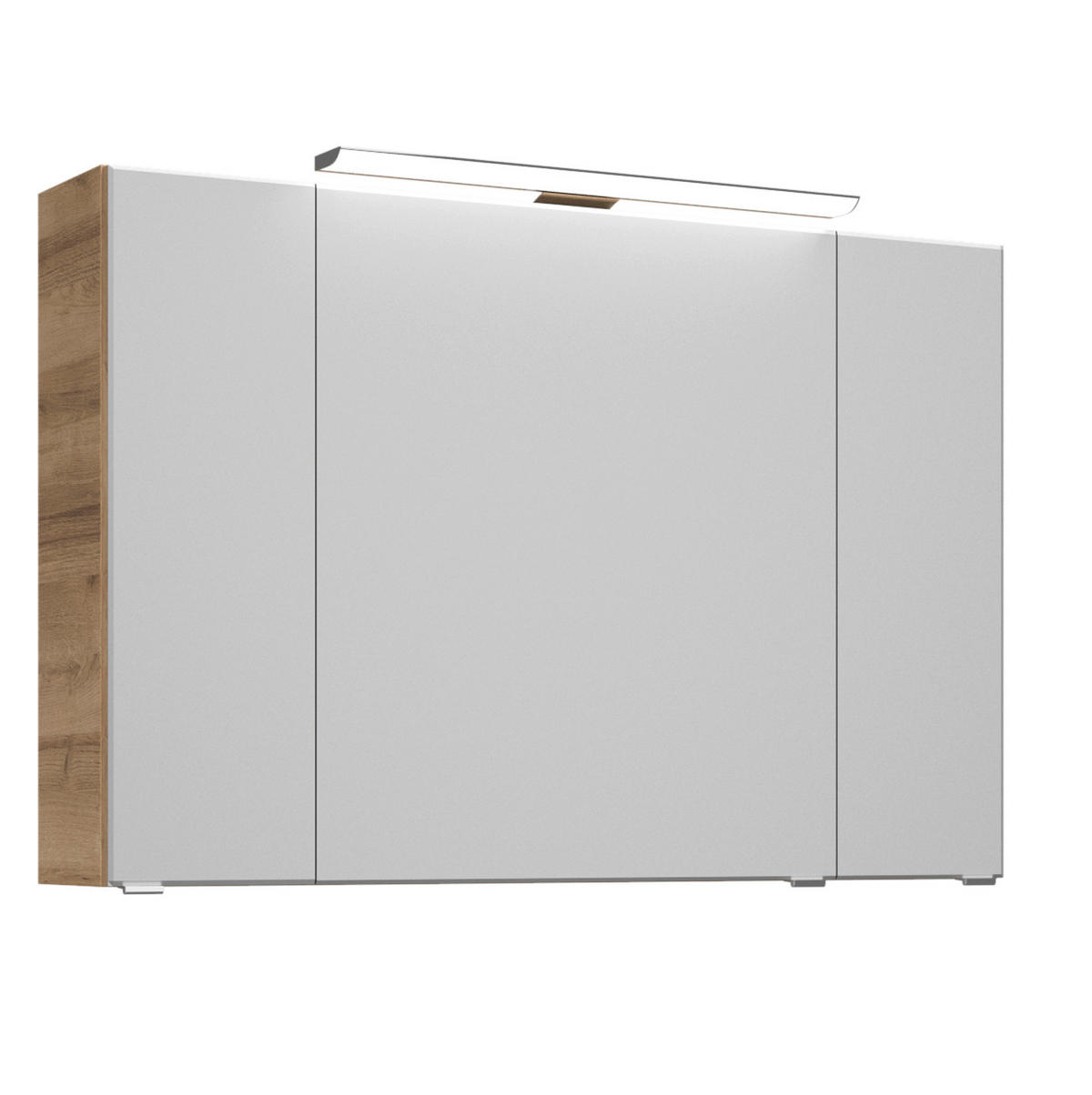 DULAP CU OGLINDĂ  - culoare crom/culoare lemn stejar, sticlă/material pe bază de lemn (105/70/20cm) - Xora