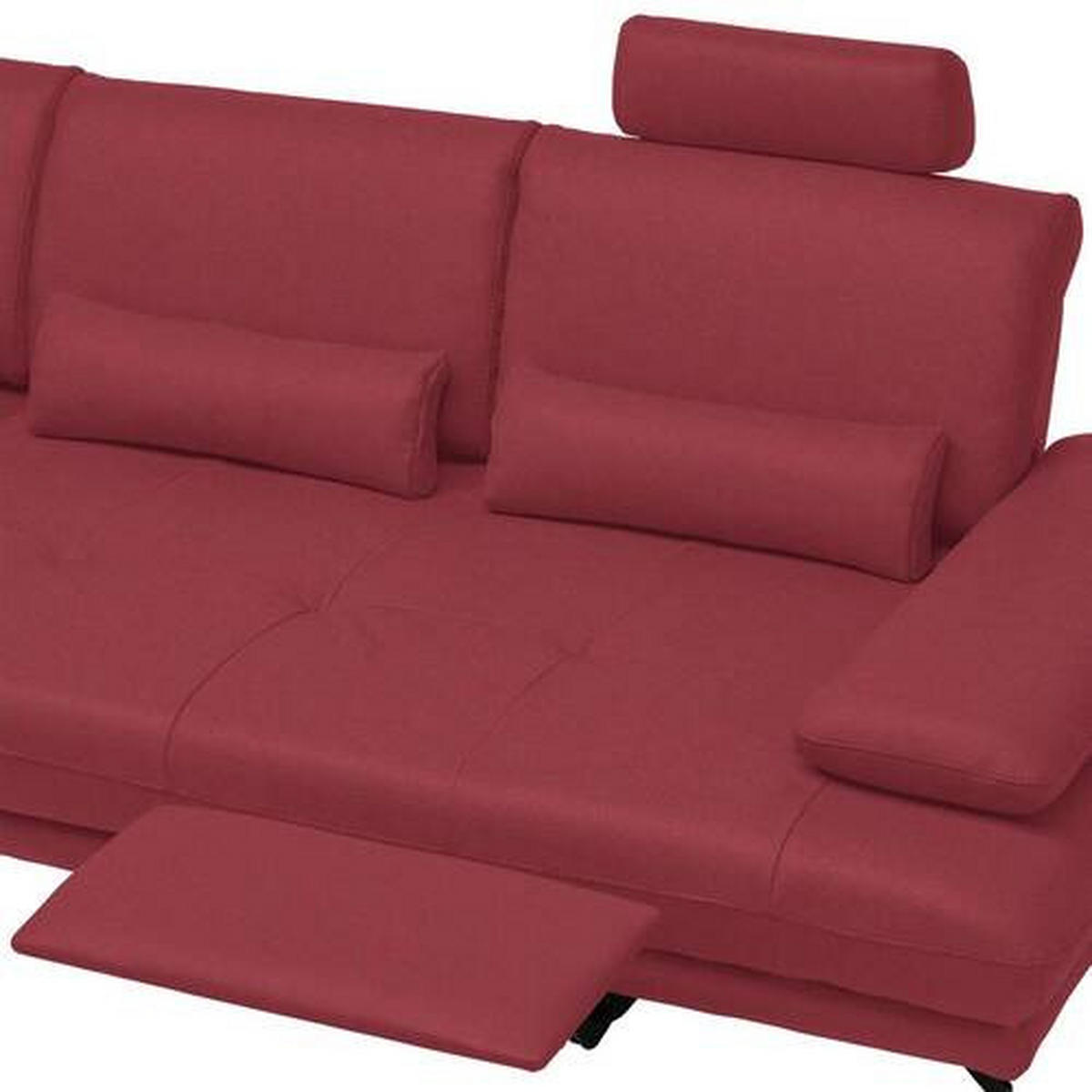 ECKSOFA Rot Echtleder  - Rot/Schwarz, Design, Leder/Metall (187/273cm) - Celina Home